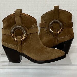 See by Chloe Military Green Hana Ankle Boot, New w/out Box, Women’s 39.5